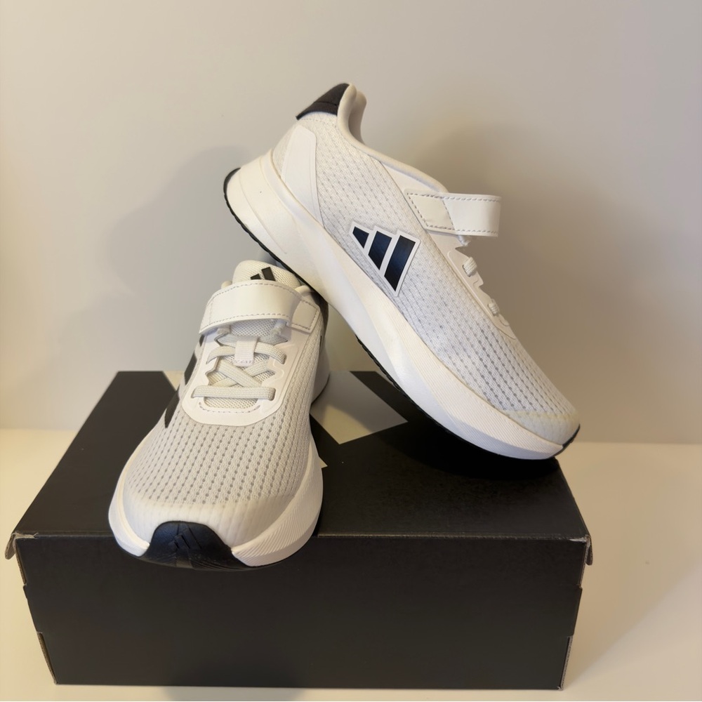 adidas Kids White Sneakers with Navy Accents